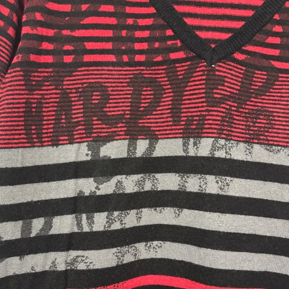Ed Hardy Unisex Stripped V-Neck Wool Blend Sweater With Signature Logo XX-Large - Picture 4 of 8